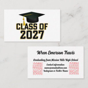 Tarjeta De Visita Graduación de la promoción 2027 de Letterman