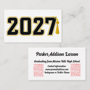 Tarjeta De Visita Graduación de la promoción 2027 de Letterman