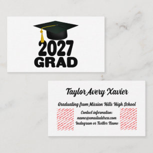 Tarjeta De Visita Graduación de la Promoción 2027 en Negritas
