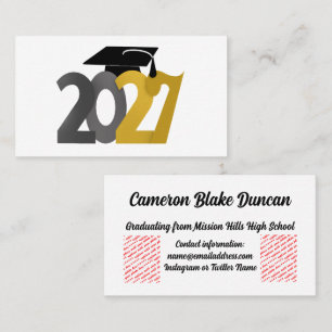 Tarjeta De Visita Graduación de la promoción 2027 Gold and Gray