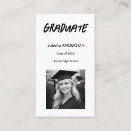 Tarjeta De Visita Graduación Moderna en Blanco y Negro