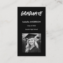 Tarjeta De Visita Graduación Moderna en Blanco y Negro