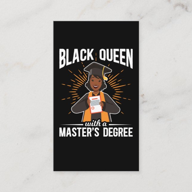 Tarjeta De Visita Graduado Graduado de Master en Reina Negra (Anverso)