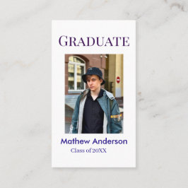 Tarjeta De Visita Graduation photo name class of 20XX blue simple bo