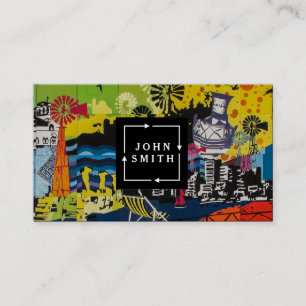 Tarjeta De Visita Graffiti azul moderno Guay Resumen Art Business Ca