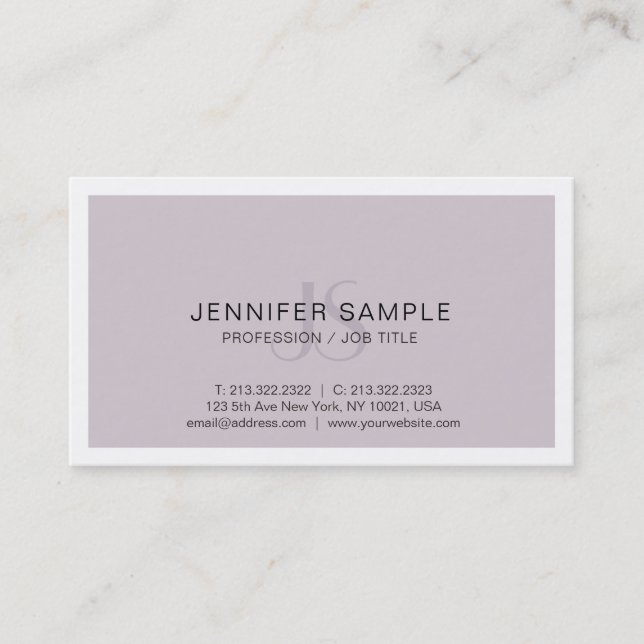 Tarjeta De Visita Gráfica de Moda simple y monograma profesional mod (Anverso)