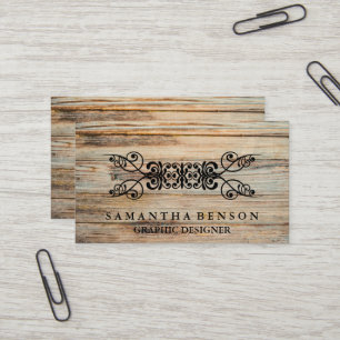 Tarjeta De Visita Gráfica de textura de madera rústica de campo