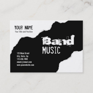 Tarjeta De Visita Gráfico blanco y negro rasgado del Grunge de la