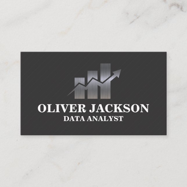 Tarjeta De Visita Gráfico de barras de gráfico metalizado | Inversio (Anverso)
