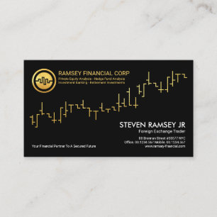 Tarjeta De Visita Gráfico de Bolsa de Oro Profesional Corporativo, 