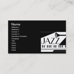 TARJETA DE VISITA GRÁFICO DE LA MÚSICA JAZZ BLANCA NEGRA