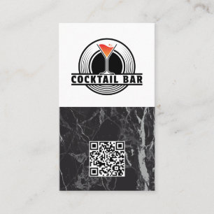 Tarjeta De Visita Gráfico de logotipo de bar de cócteles   Código QR