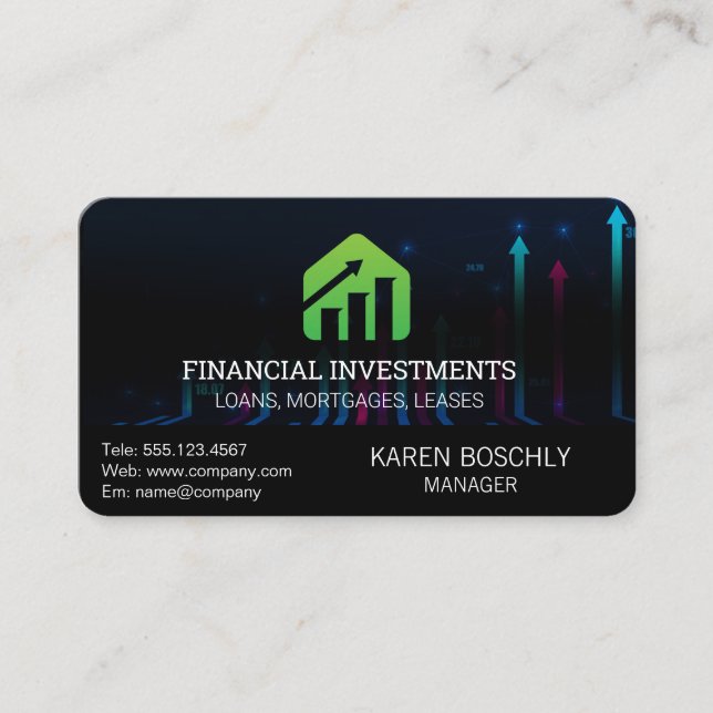 Tarjeta De Visita Gráfico de mercados financieros | Logotipo de gráf (Anverso)