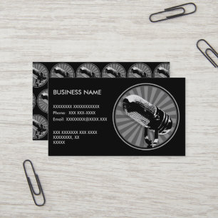Tarjeta De Visita Gráfico de micrófono retro
