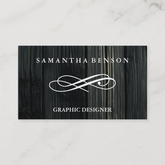 Tarjeta De Visita Gráfico de textura de madera rústica (Anverso)