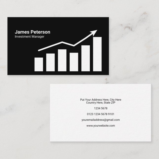 Tarjeta De Visita Gráfico | Incremento | Negro (Anverso / Reverso)