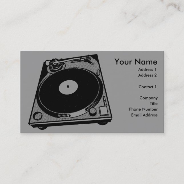 Tarjeta De Visita Gráfico retro girable en negro (Anverso)