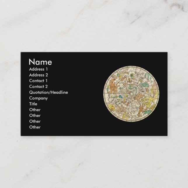 Tarjeta De Visita Gráfico y mapa de constelaciones de estrellas del  (Anverso)