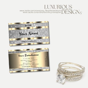 Tarjeta De Visita Gráficos de Purpurina lujosos Gold Silver