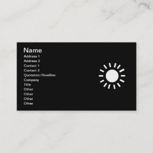TARJETA DE VISITA GRÁFICOS DE SÍMBOLO DE SOL EN BLANCO NEGRO