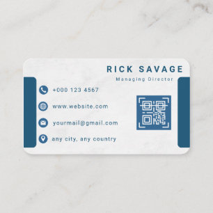 Tarjeta De Visita Gráficos minimalistas modernos de blanco y azul ma