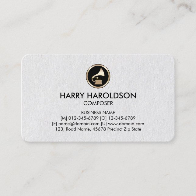 Tarjeta De Visita Gramophone Icon Composer Premium Business Card (Anverso)