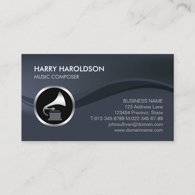 Tarjeta De Visita Gramophone Icon Music Composer Business Card (Anverso)