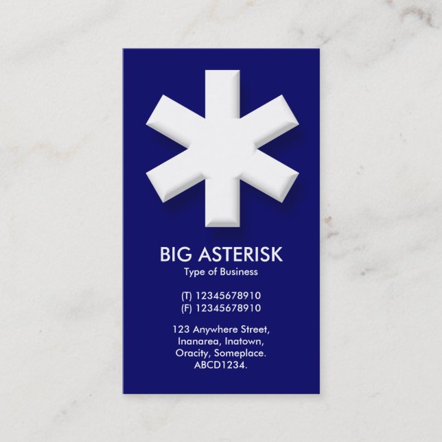 Tarjeta De Visita Gran Asterisk - Azul oscuro (000066) (Anverso)