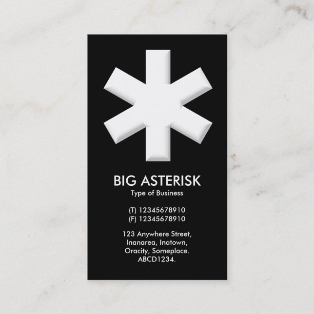 Tarjeta De Visita Gran Asterisk - Negro (Anverso)