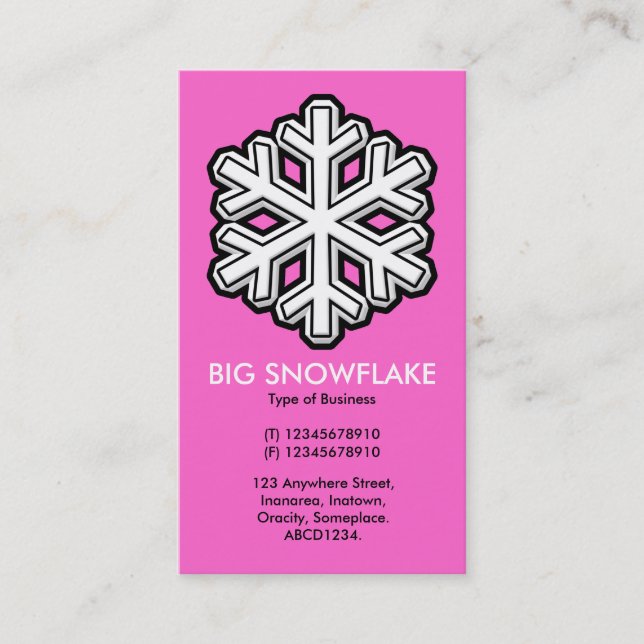 Tarjeta De Visita Gran copo de nieve - rosa (FF66CC) (Anverso)