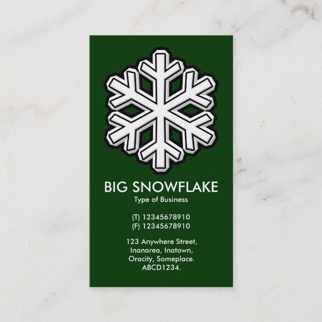 Tarjeta De Visita Gran copo de nieve - Verde oscuro (003300) (Anverso)