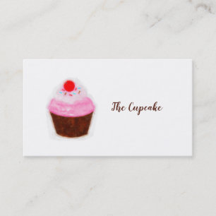 Tarjeta De Visita Gran Cupcake & Cereza Acuarela Chic Panadería