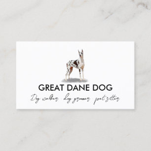 Tarjeta De Visita Gran Danés Blanco Harlequín Perro