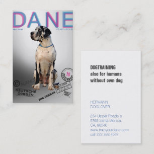 Tarjeta De Visita Gran Danés de estilo revista