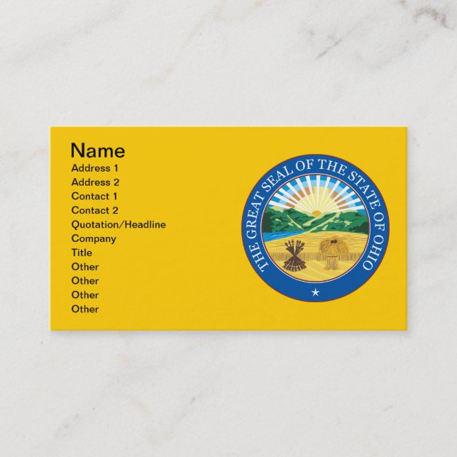 Tarjeta De Visita Gran foco del estado de Ohio (Anverso)