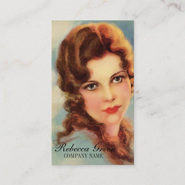 Tarjeta De Visita gran gatsby chica salón de belleza maquillaje pelu (Anverso)