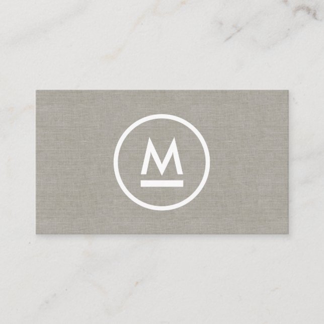 Tarjeta De Visita Gran monograma inicial moderno en línea de taupe (Anverso)