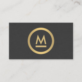 Tarjeta De Visita Gran monograma moderno inicial en Faux Gold