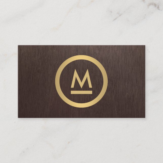 Tarjeta De Visita Gran Monograma moderno inicial en Faux Gold en mad (Anverso)