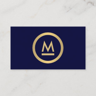 Tarjeta De Visita Gran Monograma moderno inicial en Faux Gold sobre 