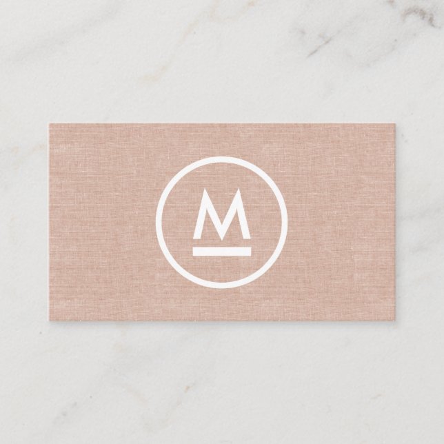 Tarjeta De Visita Gran monograma moderno inicial en línea Beige (Anverso)