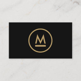Tarjeta De Visita Gran monograma moderno inicial en oro sobre negro