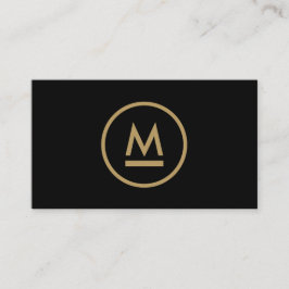 Tarjeta De Visita Gran monograma moderno inicial en oro sobre negro