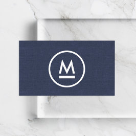 Tarjeta De Visita Gran monograma moderno inicial sobre la línea azul