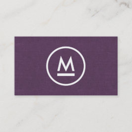 Tarjeta De Visita Gran monograma moderno inicial sobre línea púrpura