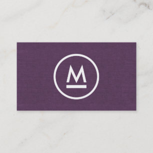 Tarjeta De Visita Gran monograma moderno inicial sobre línea púrpura