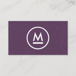 Tarjeta De Visita Gran monograma moderno inicial sobre línea púrpura