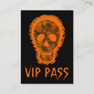 Tarjeta De Visita Gran Naranja de cráneo VIP PASS naranja regordete