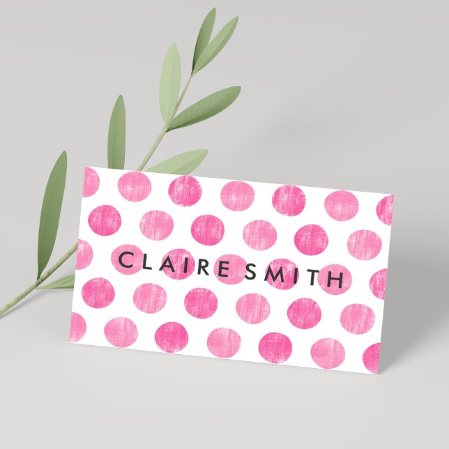 Tarjeta De Visita Gran panadería moderna rosa de moda con polka (Modern pink large trendy polka dots pattern bakery business card )
