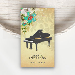 Tarjeta De Visita Gran Pianista de Música Rustica Floral Vintage